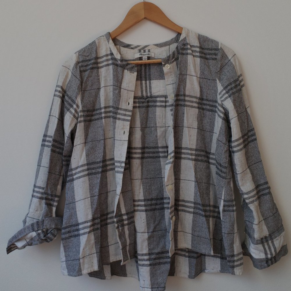 Madewell Gingham Cropped Linen Top
